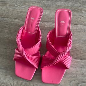 New Zara Pink Slide Heels 42